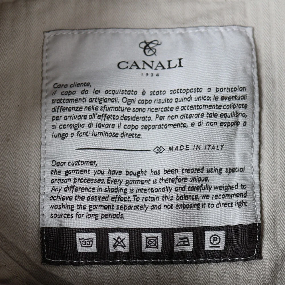 Canali Pants Mens 36x32 Beige Chino Regular Fit Cotton Blend Preppy Italy Made